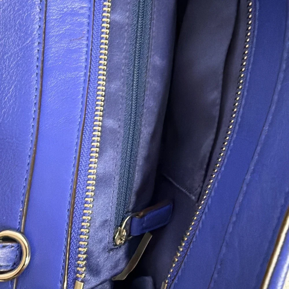 COACH Royal Blue Leather Satchel‎ Crossbody Bag Silver Hardware EUC Rare